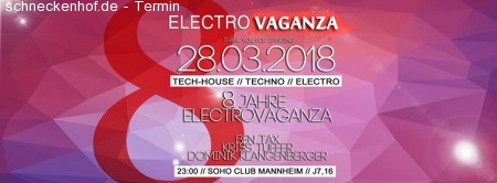 • • • 8-Jahre Electrovaganza • • • Werbeplakat