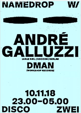 Namedrop: André Galluzzi Werbeplakat