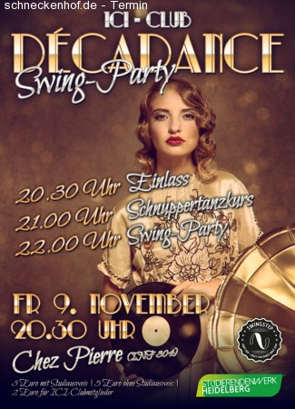 Decadance Swing-Party mit Tanzkurs Werbeplakat