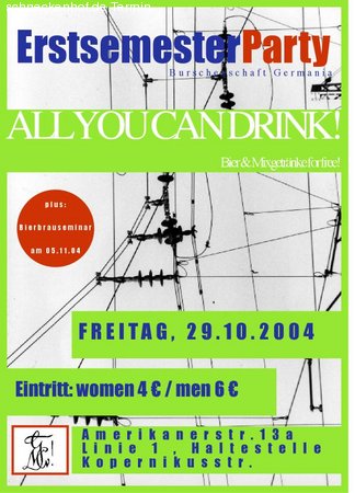 Allyoucandrink  Ersi-Party Werbeplakat