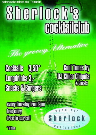 Sherlocks Cocktailclub Werbeplakat