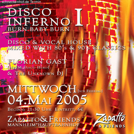 disco inferno - burn baby burn Werbeplakat