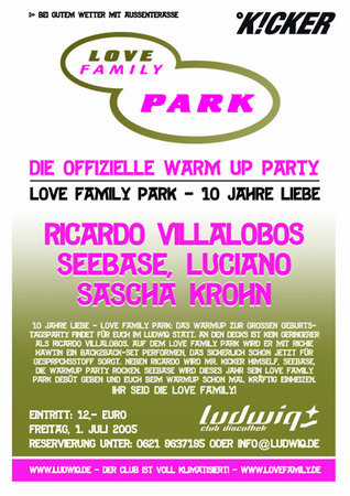 Love Family Park Warm up Party Werbeplakat