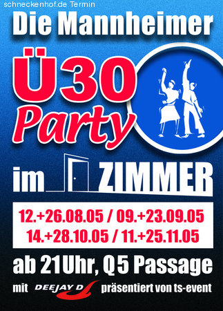 Die Mannheimer &Uuml;30 Party Werbeplakat