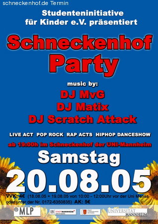 Schneckenhof Party Werbeplakat