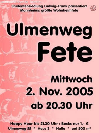 Ulmenweg Fete Werbeplakat