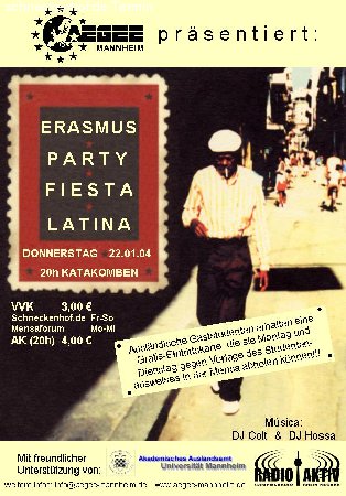 Erasmus-Fete Fiesta Latina Werbeplakat