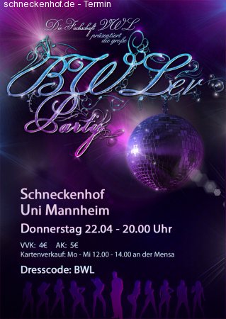 BWLer Party der Fachschaft VWL Werbeplakat