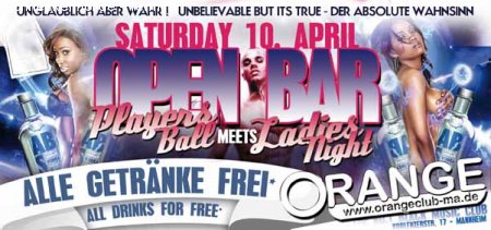 open bar- Players Ball meets Ladies Night Werbeplakat