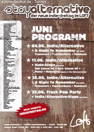18. Juni - Stay Alternative - Indie Freitag Werbeplakat