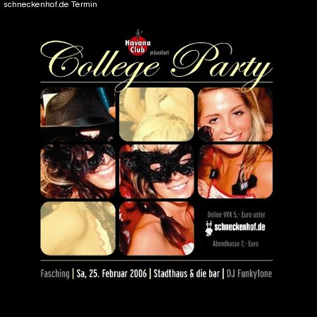 College Party Fasching Werbeplakat