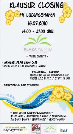 Klausur Closing Beachparty Werbeplakat