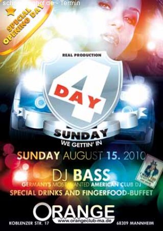 4 DAY SUNDAY PARTY Werbeplakat