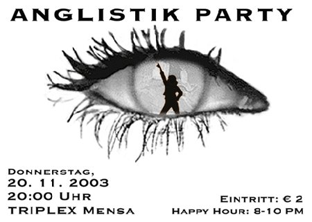 Anglistik Party Werbeplakat