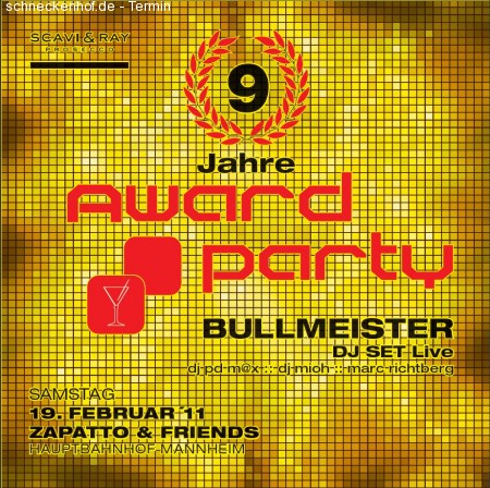 9 Jahre AwardParty Bullmeister Werbeplakat