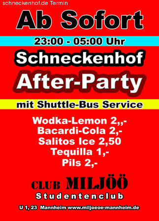 Schneckenhof Afterparty Werbeplakat