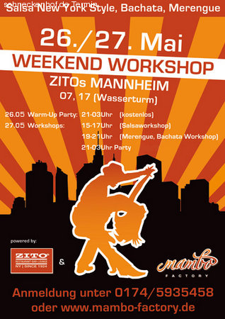 Weekendworkshop Warmup-Party Werbeplakat