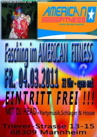 Fasching im American Fitness Werbeplakat