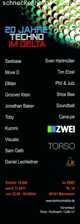 20 Jahre Techno im Delta Werbeplakat