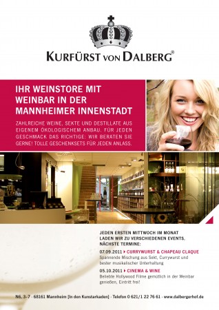 Cinema and Wine- Eintritt frei Werbeplakat