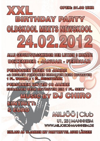 XXL Birthday Party Werbeplakat