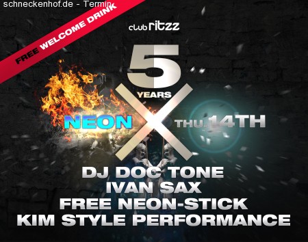5 Jahre Ritzz - Neon Night Werbeplakat