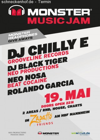 Dj Chilly E-Monster Music Jam Werbeplakat