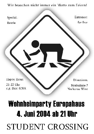 Wohnheimparty Europahaus Werbeplakat
