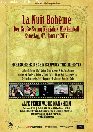 La Nuit Bohème - Neujahrs Maskenball Werbeplakat