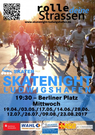 7. und vorletzte Skatenight Lu 2017 Werbeplakat